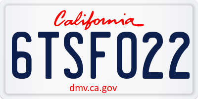 CA license plate 6TSF022