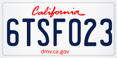 CA license plate 6TSF023