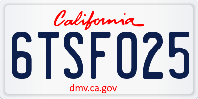 CA license plate 6TSF025