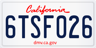CA license plate 6TSF026