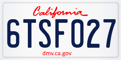 CA license plate 6TSF027