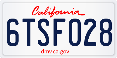 CA license plate 6TSF028