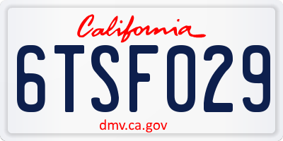 CA license plate 6TSF029