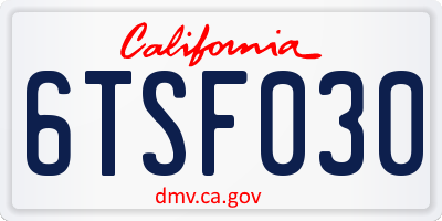 CA license plate 6TSF030