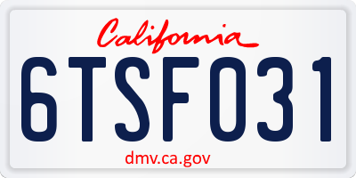 CA license plate 6TSF031