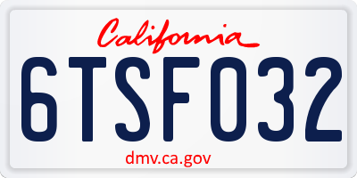 CA license plate 6TSF032