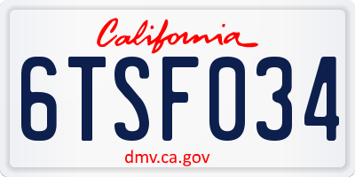 CA license plate 6TSF034