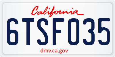 CA license plate 6TSF035