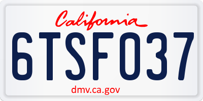 CA license plate 6TSF037