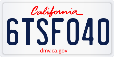 CA license plate 6TSF040