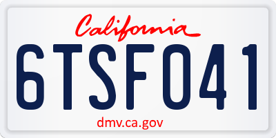 CA license plate 6TSF041