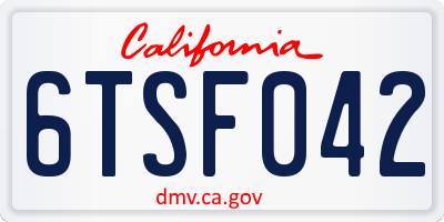 CA license plate 6TSF042
