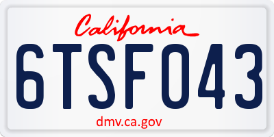 CA license plate 6TSF043