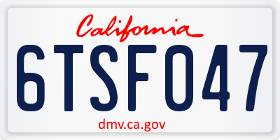 CA license plate 6TSF047
