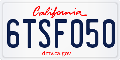 CA license plate 6TSF050