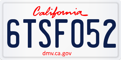 CA license plate 6TSF052