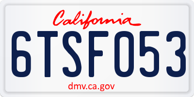 CA license plate 6TSF053