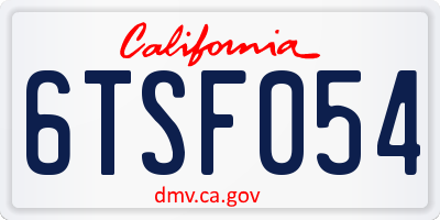CA license plate 6TSF054