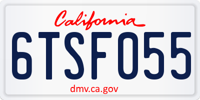 CA license plate 6TSF055