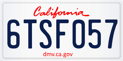 CA license plate 6TSF057