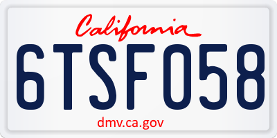 CA license plate 6TSF058