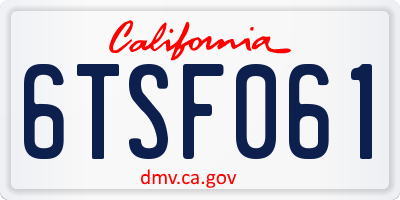 CA license plate 6TSF061