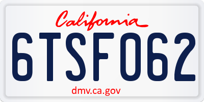 CA license plate 6TSF062