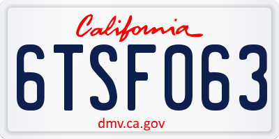 CA license plate 6TSF063