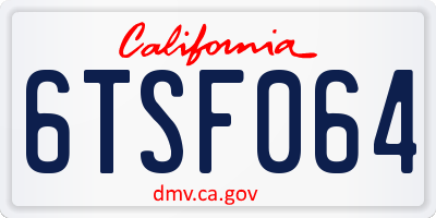 CA license plate 6TSF064