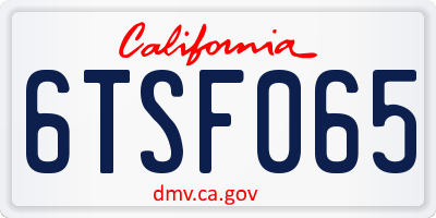 CA license plate 6TSF065