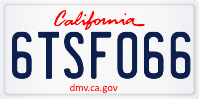 CA license plate 6TSF066