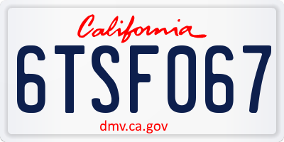 CA license plate 6TSF067