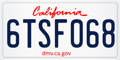 CA license plate 6TSF068
