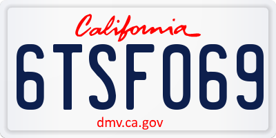 CA license plate 6TSF069