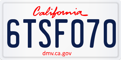 CA license plate 6TSF070