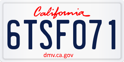 CA license plate 6TSF071