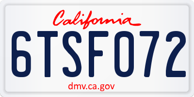 CA license plate 6TSF072