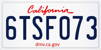 CA license plate 6TSF073