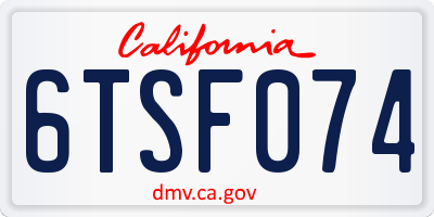 CA license plate 6TSF074