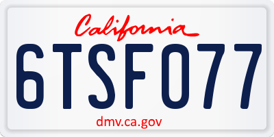 CA license plate 6TSF077
