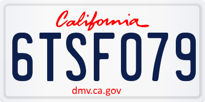 CA license plate 6TSF079