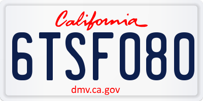 CA license plate 6TSF080