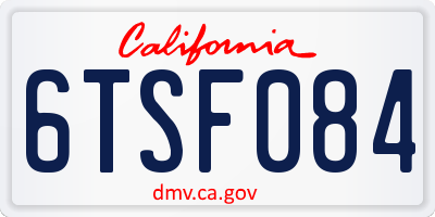 CA license plate 6TSF084