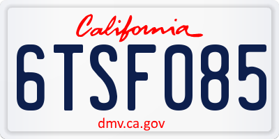 CA license plate 6TSF085