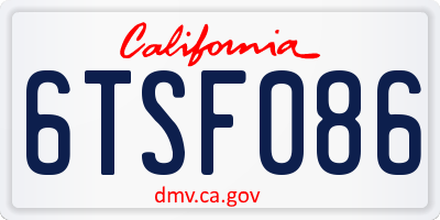 CA license plate 6TSF086