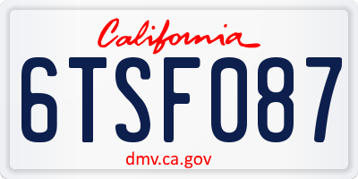 CA license plate 6TSF087