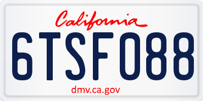 CA license plate 6TSF088