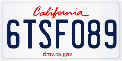 CA license plate 6TSF089