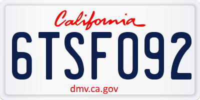 CA license plate 6TSF092