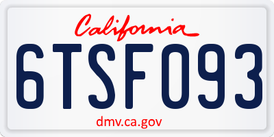 CA license plate 6TSF093